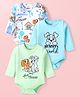 Babyhug Disney Interlock Knit Full Sleeves Lady And The Tramp Printed Onesies Pack of 3 - Sea Green White & Blue