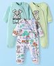 Babyhug Disney Interlock Knit Full Sleeves Rompers with Lady & The Tramp Graphics Pack of 3 - White Light Blue & Light Green