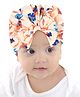 Babymoon Floral Printed Bow Cap - Orange