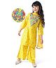 EARTHY TOUCH Woven Three Forth Sleeves Kurta & Palazzo Set with Ghadwal Floral Embroidery & Dupatta - Yellow