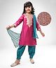 EARTHY TOUCH Viscose Three Fourth Sleeves Ghadwal Woven Embroidered Yoke Kurti Salwar Set With Dupatta - Purple