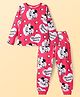 Pine Kids Disney Single Jersey Knit Full Sleeves Nightsuit Set With Minnie Mouse Graphics - Red