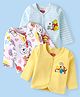 Babyhug Disney Interlock Knit Full Sleeves Jhablas with Winnie the Pooh Graphics & Stripes Pack of 3 - Yellow & White