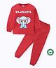 BLUSHES 100% Cotton Knit Half Sleeves Elephant Printed Night Suit Set - Red