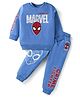 Babyhug Marvel Terry Knit Full Sleeves T-Shirt & Lounge Pant Set With Spider Man Graphics - Blue
