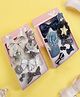 Yellow Bee Set Of 2 Bow & Floral Embellished Hair Clip Boxes - Silver & Blue