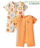 Babyoye 100% Cotton Knit Half Sleeves Eco Jiva Finish Rompers with Animal & Text Print Pack of 2 - Orange & Cream