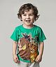 Babyhug Disney Single Jersey Knit Half Sleeves T-Shirt with Simba & Pumba Graphics - Mint Green