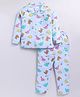 Nottie Planet Cotton Knit Full Sleeves Dinosaurs Printed Coordinating Shirt & Pajama Set - Blue