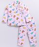 Nottie Planet Cotton Knit Full Sleeves Dinosaurs Printed Coordinating Shirt & Pajama Set - Pink