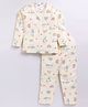 Nottie Planet Cotton Knit Full Sleeves Animals Printed Coordinating Shirt & Pajama Set - Yellow