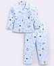 Nottie Planet Cotton Knit Full Sleeves Cats Printed Coordinating Shirt & Pajama Set - Blue