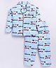 Nottie Planet Cotton Knit Full Sleeves Cars Printed Coordinating Shirt & Pajama Set - Blue