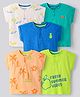 Bonfino 100% Cotton Knit Half Sleeves Henley T-Shirts with Beach Theme Print Pack Of 5 - Multicolor
