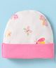 OHMS Interlock Knit Cap with Butterfly Print White - Diameter 9 cm