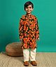 READIPRINT Cotton Full Sleeves Floral Printed Kurta Pyjama Set - Green