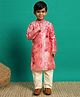 READIPRINT Full Sleeves Floral Embroidered Zari Work Detailed Kurta With Pyjama Set - Pink