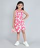 Taffykids 100% Cotton Sleeveless Abstract Printed Wrap Dress - White & Pink