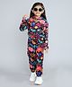 Taffykids Velour Full Sleeves Floral Printed Zip Up Hoodie With Coordinating Joggers Set - Multi Colour