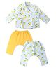 Tiber Taber Cotton Full Sleeves Lemons & Floral Printed Jhabla Pajamas Set - Blue