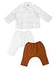 Tiber Taber Cotton Full Sleeves Polka Dots Printed Jhabla & Solid Pajamas Set - White