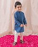 Tiber Taber Full Sleeves Thread Work Detailed Kurta Pyjama Set - Blue