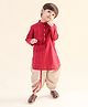 Tiber Taber Full Sleeves Striped Kurta & Dhoti Set - Maroon