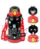 Cots and Cuddles Outer Space Design Double Cap Stainless Steel 450ml Water Bottle for Kids (Black)