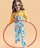 Ollington St.100% Cotton Printed Dungaree & Full Sleeves Inner Top - Multicolour & Yellow