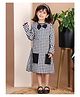 BaawRi Full Sleeves Bow Applique Detailed Checked Dress - Black & White