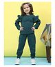 BaawRi Cotton Full Sleeves Bow Applique Detailed Top With Solid Joggers Set - Teal Blue