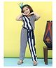 BaawRi Cap Sleeves Striped Jumpsuit - Blue