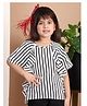 BaawRi Half Sleeves Frill Designed & Striped Top - White