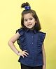 BaawRi Cotton Sleeveless Frill Detailed Solid Top - Blue