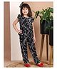 BaawRi Rayon Full Sleeves Abstract Printed Frill Detailed Top & Coordinating Pant Set - Black
