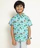 Somersault Cotton Half Sleeves Dragon & Fort Printed Shirt -Blue
