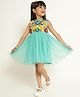 Somersault Sleeveless Floral Applique Flared Dress - Blue