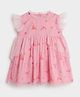 Somersault Ruffled Net Cap Sleeves Castle & Fairy Printed Dress - Pink