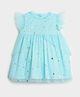Somersault Cap Sleeves Star Foil Printed Flared Dress - Blue