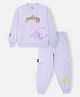 Nap Chief Mickey Mouse & Friends Featuring Pure Cotton Full Sleeves Minnie & Daisy Back Printed Oversized Sweatshirt With Joggers Set - Purple