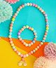 Kamule Bear & Cloud Pendant Designed Beaded Necklace & Bracelet Set - Multi Colour