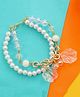 Kamule Double Layered Chain & Acrylic Beads Pattels Charm Bracelet - White