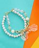 Kamule Double Layered Chain and Acrylic Beads Pattels Charm Bracelet -White
