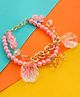 Kamule Double Layered Chain &  Acrylic Beads Pattels Charm Bracelet - Pink