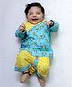 BownBee Full Sleeves Parrots Printed & Lace Embellished Dhoti Kurta Set - Yellow
