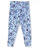 CrayonFlakes Full Length Floral Printed Super Stretch Leggings - Blue