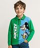 HoneyHap Disney Single Jersey Knit Full Sleeves Cut & Sew Polo T-Shirt with Mickey & Friends Graphics - Green
