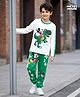 HoneyHap Disney Single Jersey Knit Full Sleeves Cut & Sew T-Shirt & Lounge Pants Set with Mickey Mouse Graphics - Green & White