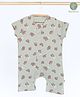 Cocoon Care Bamboo Cotton Woven Half Sleeves Animals Printed Romper - Grey Color