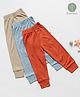 Cocoon Care Pack Of 3 Bamboo Cotton Solid Pajamas - Orange Cerulean Blue & Rice Brown